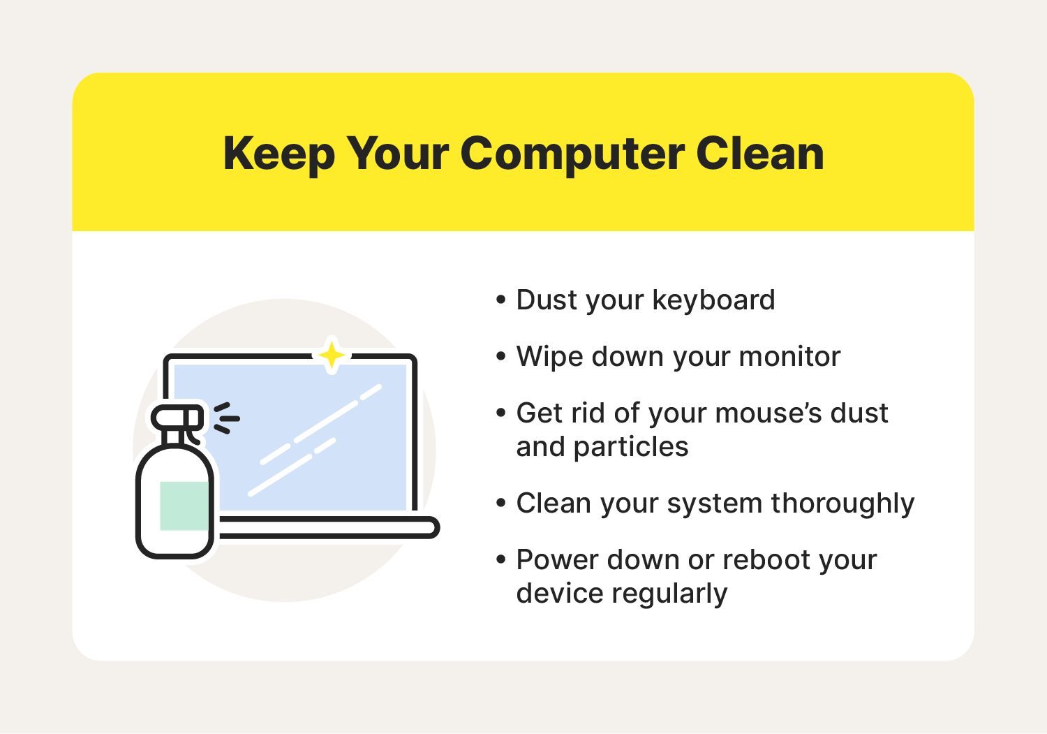 Cleaning and enhancement of a computer system